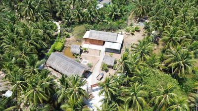 Nhà vườn gỗ dừa thuần mộc gần gũi với thiên nhiên chỉ 1tỉ180 thôi ạ