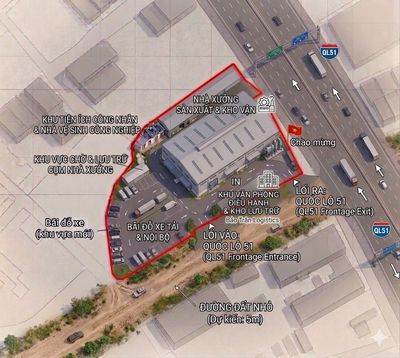 NHÀ XƯỞNG SHOWROOM 2 MẶT TIỀN QL51 MẶT TIỀN 63M – RỘNG 10.500M2