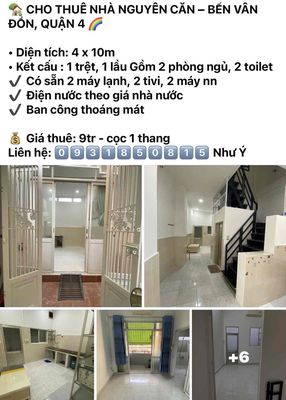 cần cho thuê nhà Quận 4