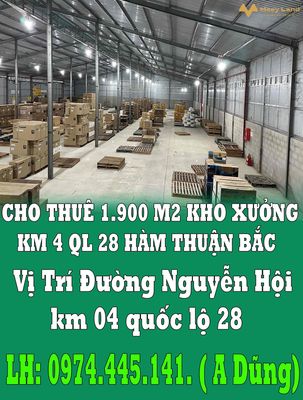 CHO THUÊ KHO XƯỞNG GẦN KCN PHAN THIẾT