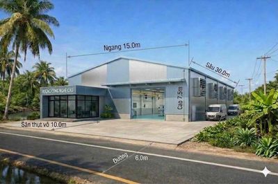 Kho xưởng 15x30m Châu Thành – Thiết kế 