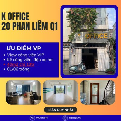 Chính chủ VP - 40m chỉ 12tr - view VIP công viên Lê Văn Tám Q1