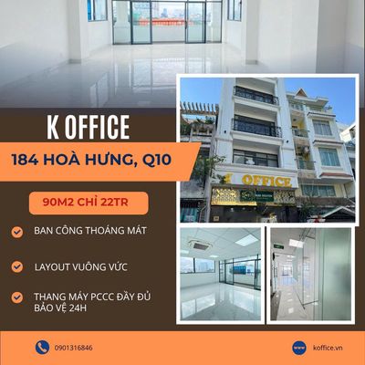 Chính chủ VP 90m2 - chỉ 20tr+ - Hoà Hưng Q10 - ban công rộng thoáng