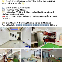 NHÀ NGUYÊN CĂN Q4 CẦN CHO THUÊ