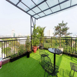 CHO THUÊ CĂN HỘ SÂN VƯỜN 2 BAN CÔNG SIÊU ĐẸP NGAY CẦU RÔNG- GIÁ 15TR