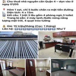 cần cho thuê nhà Quận 4