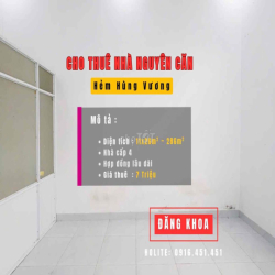 CHO THUÊ NHÀ 11 MÉT NGANG HẺM AMAKHÊ