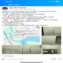 Trống phòng KDC COTEC •> Cầu Phú Xuân