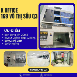 Hot - chính chủ VP 80m2 + 20m2 Ban công - Võ Thị Sáu Q3